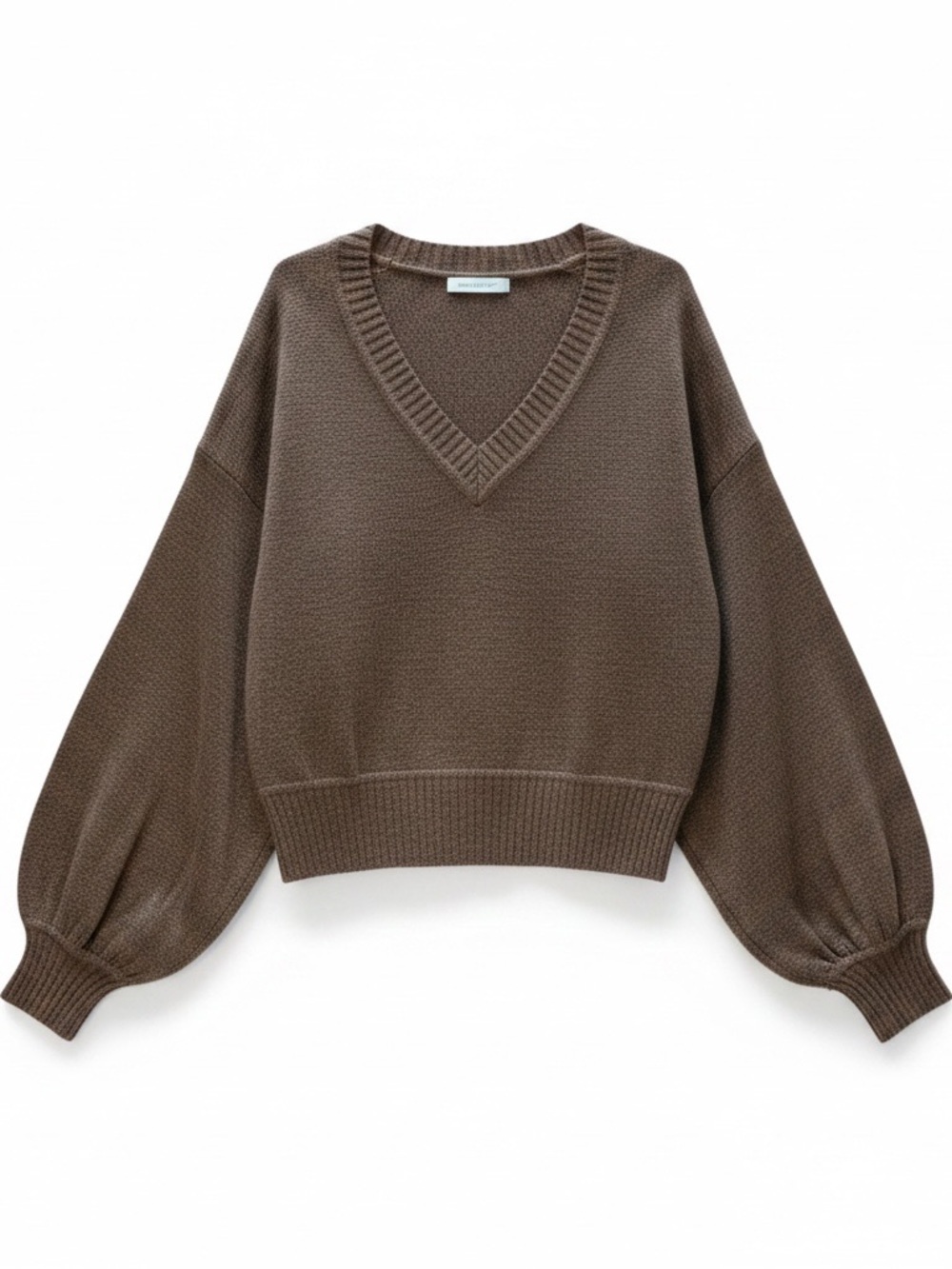 Brown Balloon Sleeve Sweater Cozy Girl Fall Aesthetic
